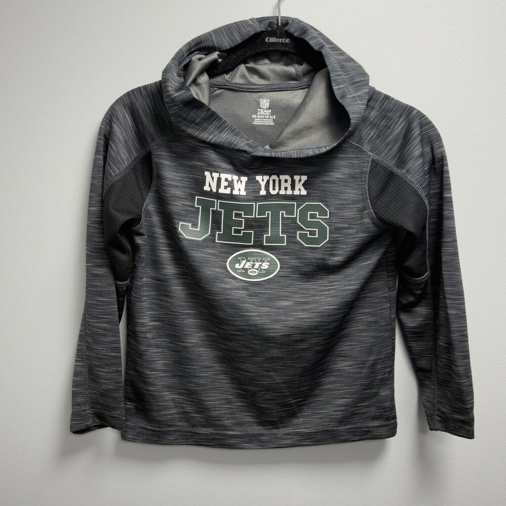 Boys team apparel New York Jets Football Pullover Hoodie - Size XS 4/5